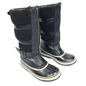 SOREL Helen of Tundra II Waterproof Black Fleece Leather‎ Knee High Duck Boots 9